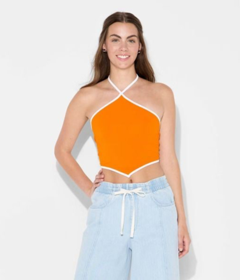 Wild Fable Women's Game Day Football Charm Halter Top Orange Size XS